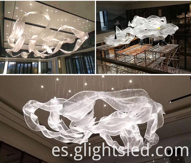 Ingeniería del lobby del hotel Personalización de vidrio de acero inoxidable Luz LED LIGHT